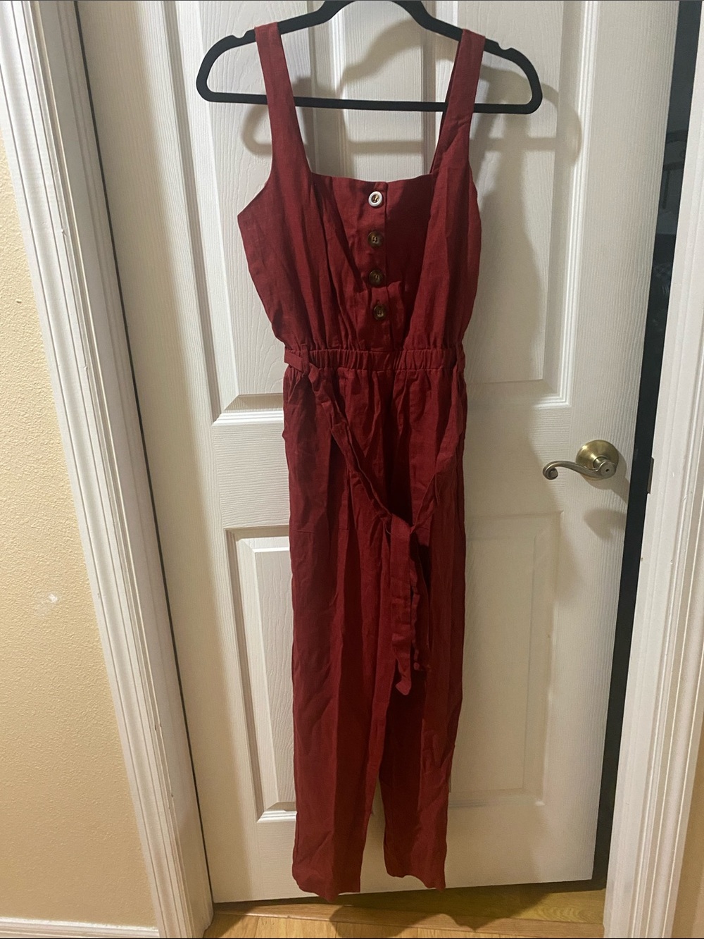 Tilly’s Mimi Chica Rust Red Sleeveless Button-Front Jumpsuit Never Worn